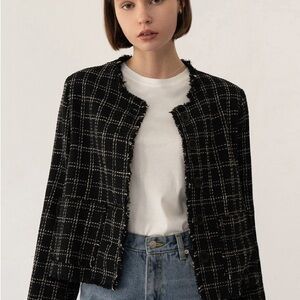 Calvin Klein Black and White Checkered Blazer